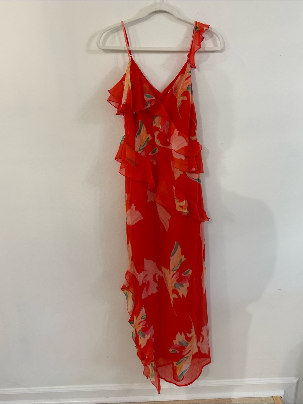 Future Collective Red Floral Ruffled Maxi Dress